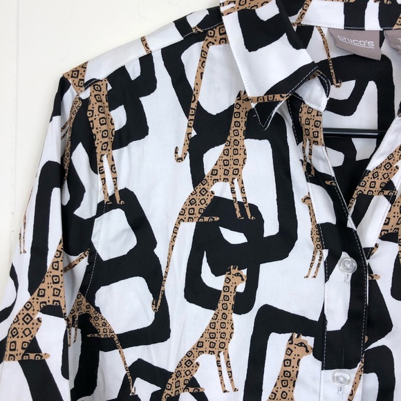 Vintage 90s Chico’s Jaguar Button Down Sz 1 - Picture 5 of 11